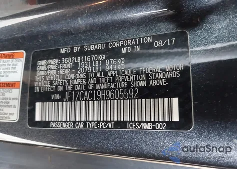 2017 Subaru Brz 2.0 Limited from USA, damaged, VIN JF1ZCAC19H9605592